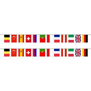 👉 Slinger multi kunststof 2x stuks europese landen vlaggetjes slinger/vlaggenlijn van 5 meter