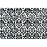 Placemat zwarte Set van 12x stuks rechthoekige placemats met barok print 43,5 x 28,5 cm