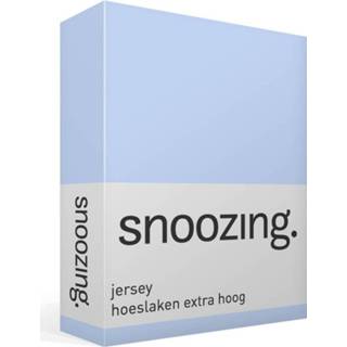 👉 Jersey hoeslaken katoen blauw Snoozing - 100% Gebreide 1-persoons (70x200 Cm) Hemel 8719151025320