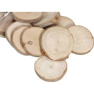 Bruin houten hout 20x stuks decoratie boomschijven/boomschijfjes 5-7 cm