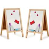 👉 Whiteboard multi hout 2x stuks mini schoolborden/krijtborden op standaard 25 x 40 cm