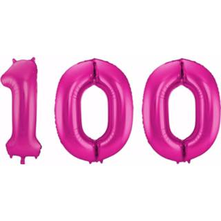 👉 Ballon roze Cijfer 100 86 Cm - Ballonnen 8719538205116