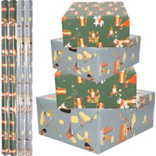 👉 Inpakpapier beige papier 6x Rollen Sinterklaas inpakpapier/cadeaupapier pakket - stoomboot/paard Sint thema 300 x 70 cm