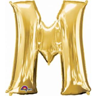 👉 Ballon goud m Letter 86 Cm - Ballonnen 8718758912965