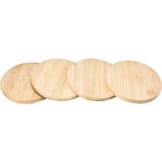 👉 Bruin bamboe hout Set van 4 glazenonderzetters 10 cm