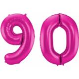 👉 Ballon roze Cijfer 90 86 Cm - Ballonnen 8719538205109