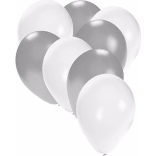 👉 Ballon wit zilver 30x Ballonnen En - 8718758790334