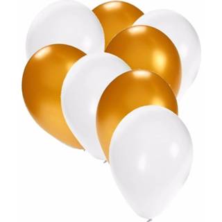 👉 Ballon wit goud 30x Ballonnen En - 8718758790327