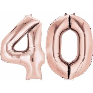 👉 Folie rose goud Ballon Cijfer 40 - Ballonnen 8719538210400