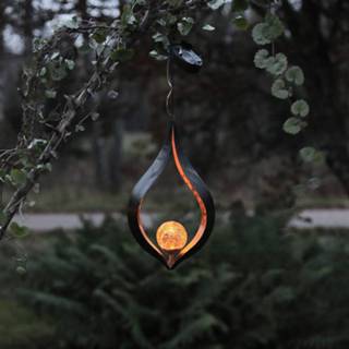 👉 Solarlamp best season amber zwart oranje metaal LED Melilla om te hang