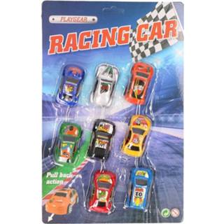 Racewagen One Size meerkleurig 8x racewagens speelgoed autos kado set 8718758156390