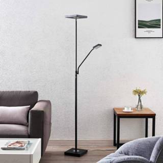 👉 Vloerlamp zwart metaal warmwit a+ Lindby Sumani LED vloerlamp, hoekig,