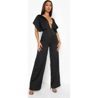 👉 Geplooide Satijnen Wide Leg Jumpsuit, Black