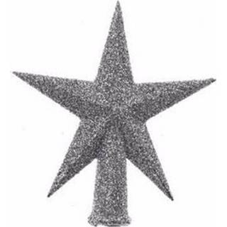 👉 Kerstboom kunststof zilver Mini Piek Glitter 12 Cm - Kerstboompieken 8718758895411