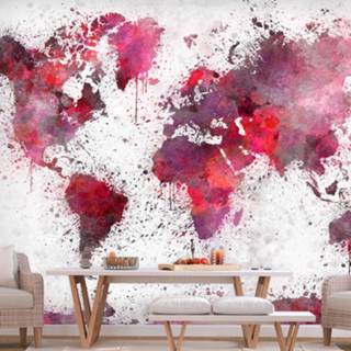 👉 Fotobehang rood - World Map: Red Watercolors 5902798533348