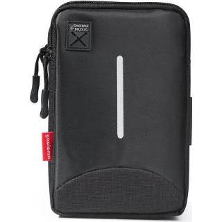 👉 Mobiele telefoon zwart zilveren canvas active Voor 6-7 inch Universele Draad Heuptas met Schouderriem&Oortelefoon Gat&Usb-kabel Gat (Zwart)