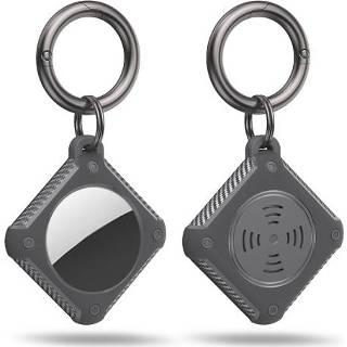 👉 Sleutelhanger rood carbon fiber active Armor Square Case met Ring voor AirTag (Rood)