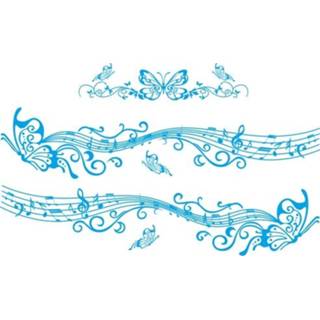 👉 Bladmuziek blauw active D-347 Butterfly Note Car Sticker Taille Lijn Body (Blauw)