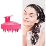 👉 Borstel rood siliconen rose active Hoofd Hoofdhuid Massage Haar Wassen Reinigen Kam (Rose Rood)