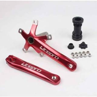 👉 Vouwfiets rood active Litepro LP Holle Crank Tandschijf Uitéén stuk Bodemas Gemodificeerd SP8, Stijl: Links en Rechts + Trapas (Rood)