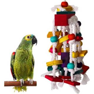 👉 Houten blok touw active MT0038 katoenen knoop knagen string huisdier papegaai speelgoed (1 stuks / set)