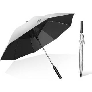 👉 Paraplu zwart titanium active 9033 Zon en regen voor twee doeleinden Multifunctionele ventilator zilverlijm Zonnebrandcrème UV-bescherming met lange handgreep (zwart)