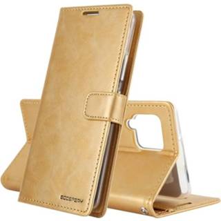 👉 Dagboek blauw goud active Voor Samsung Galaxy A42 5G GOOSPERY BLUE MOON Crazy Horse Textuur Horizontale Flip Lederen Case Met Beugel&Card Slot&Portemonnee (Goud)