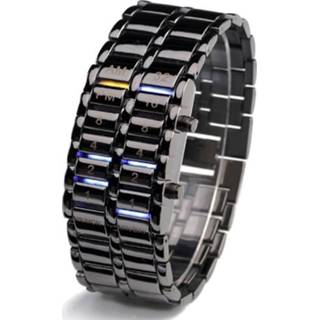 👉 Digitale display zwart active vrouwen Addies MY-1346 binaire LED paar horloge lava armband voor dames (zwart)