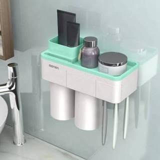 👉 Tandenborstelhouder groen active Gratis ponsen set badkamerplank, stijl: 2 kopjes (groen)