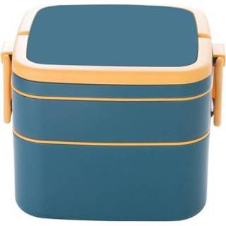 👉 Magnetron marineblauw active 2 stuks dubbellaagse draagbare kan lunchbox verwarmen met deksel, stijl: vierkant (marineblauw)