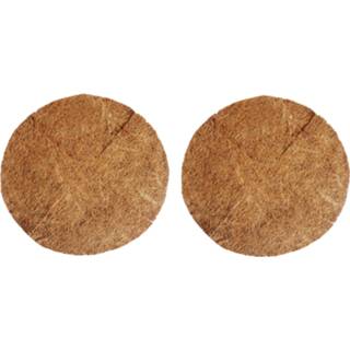👉 Inlegvel bruin kokosvezel 2x stuks inlegvellen kokos voor hanging basket 25 cm - kokosinleggers