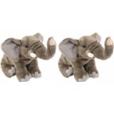 👉 Olifant knuffel grijs pluche kinderen 2x stuks 30 cm