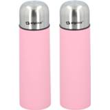 👉 Thermosfles roze RVS 2x stuks thermosfles/isoleerfles lichtroze 750 ml