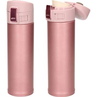 👉 Isoleerfles roze RVS 2x stuks thermoflessen / isoleerflessen voor onderweg lichtroze 450 ml