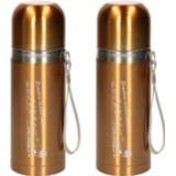 👉 Thermosfles goud RVS touwtje 2x stuks thermosflessen / isoleerflessen met 350 ml