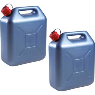 👉 Jerrycan blauw kunststof 2x stuks jerrycans voor brandstof 20 liter L36 x B17 H44 cm