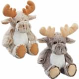 👉 Rendieren knuffel grijs pluche kinderen Set van 2x stuks rendier knuffels 40 cm knuffels/kerstknuffel