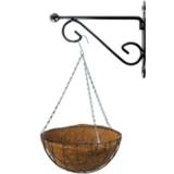 👉 Hanging basket groen metalen metaal 25 cm met muurhaak en kokos inlegvel