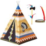 👉 Tooi bruin polyester kinderen Speelgoed indianen wigwam tipi tent 130 cm inclusief en bijl
