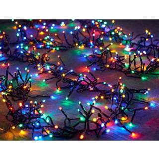 👉 Kerstverlichting One Size meerkleurig clusterverlichting met timer 384 lampjes gekleurd 2,4 mtr - Voor binnen en buiten gebruik 8720147759433
