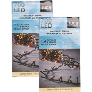 👉 Witte wit kunststof Set van 2x stuks clusterverlichting 700 warm lampjes met timer 14 m