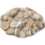 👉 Bruin houten hout Netje met 500 gram stuks decoratie boomschijven/boomschijfjes 2,5 cm