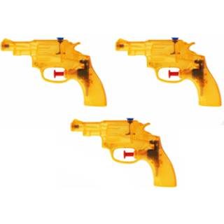 👉 Waterpistool oranje transparant kunststof kinderen 3x cowboy 13 cm