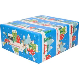 👉 Inpakpapier multi papier 3x rollen kerst inpakpapier/cadeaupapier landschap 200 x 70 cm