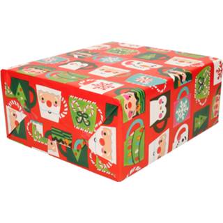 👉 Inpakpapier multi papier 3x rollen kerst inpakpapier/cadeaupapier mokken 200 x 70 cm