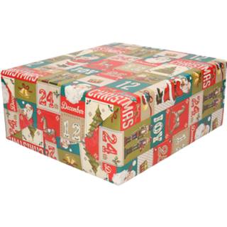 👉 Inpakpapier multi papier 3x rollen kerst inpakpapier/cadeaupapier kerstman 25 december 200 x 70 cm