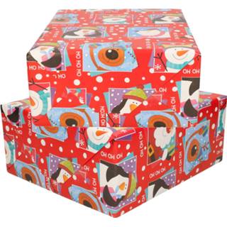 👉 Inpakpapier multi papier 2x rollen kerst inpakpapier/cadeaupapier winter dieren 300 x 100 cm