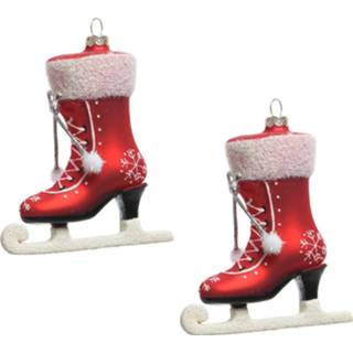👉 Schaats rode rood kunststof 6x Kerstboomhangers mat schaatsen 11 cm kerstversiering