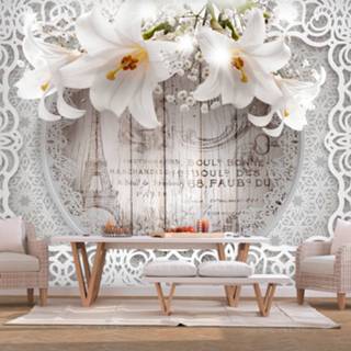 👉 Zelfklevend fotobehang - Lilies and Wooden Background 5903428903111