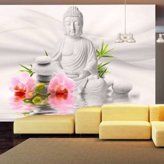 👉 Zelfklevend fotobehang - Buddha and two orchids 5903301814114